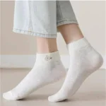 5pairs Women Socks Spring Summer Cute Bear Rabbit Rainbow Print Ankle Socks Casual Short Socks - Image 5