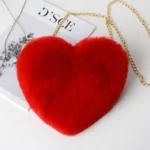 Fashion Women's Heart Shaped Handbags Cute Faux Fur Crossbody Bags  Lady Soft Plush Chain Shoulder Bag Shopper Totes - Image 9