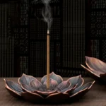 New 1PC Alloy Incense Burner Stick Holder Plate Buddhism Lotus Censer Bronze Nasturtium Incense Burner - Image 16