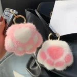Lovely Fluffy Cat Paw Keychain Fur Hair Pompon Keychain For Women Girls Cute Animal Paw Pendant Key Ring On Bag Car Trinket - Image 6