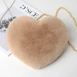 Fashion Women's Heart Shaped Handbags Cute Faux Fur Crossbody Bags  Lady Soft Plush Chain Shoulder Bag Shopper Totes - Image 11