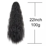 22Inch Synthetic Long Kinky Curly Ponytail Hair Extension Drawstring Wrapped Clip in Hair Black Hairpiecefor Women - Image 3