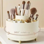 360° Rotating Makeup Organizer - 1pc Plastic Cosmetic Storage with 5 Compartments - Multi-Functional Holder for Brushes - Image 7