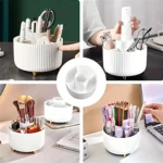 360° Rotating Makeup Organizer - 1pc Plastic Cosmetic Storage with 5 Compartments - Multi-Functional Holder for Brushes - Image 5