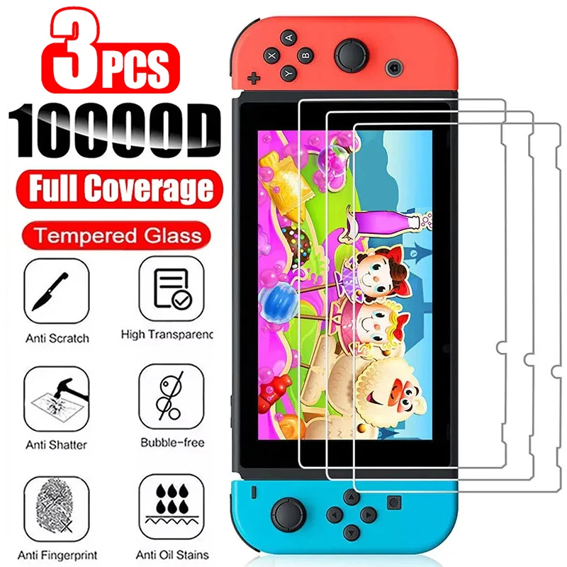 S841bd7241bd147f4ad21b2280f16c34bk.webp 1/2/3PCS Tempered Glass for Nintendo Switch OLED 3 Pieces Screen Protector Film for Nintendo Switch Switch Lite Protective Glass - Image 1