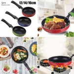12cm/14cm/16cm Mini Frying Pan Non-Stick Steel Frypan Pot Saucepan For Cookware Kitchen Cookware Fry Eggs Tools Frying Pan - Image 3