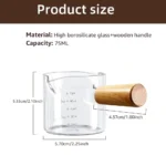 Glass Espresso Measuring Cup 1PC with Wooden Handle - Image 5