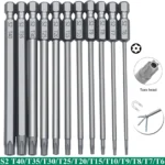 11 PCS  Torx Security Bit Set S2 Steel Magnetic Security Screwdriver Set 50/100mm Star Screwdriver Set for Shark Vacuum T6-T40