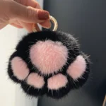 Lovely Fluffy Cat Paw Keychain Fur Hair Pompon Keychain For Women Girls Cute Animal Paw Pendant Key Ring On Bag Car Trinket
