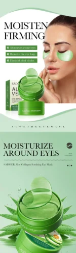 60pcs Aloe Vera Collagen Eye Mask Anti Dark Circles Eyes Bags Moisturizing Anti-Wrinkles Eye Patches Eyes Skin Care Products - Image 3