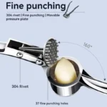 Manual Garlic Press 16cm Zinc Alloy Stainless Steel Crusher - Image 4
