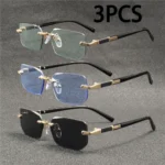 Rimless Sunglasses Rectangle Fashion Popular Women Men Shades Small Square Sun Glasses For Female male Summer Traveling Oculos - Image 11