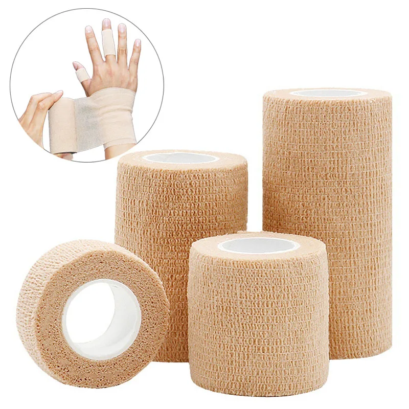 S91ef0ac386b1498f9cb3cc3bc9358e849.webp 10/1Rolls Medical Adhesive Bandage Elastic Breathable Sports Self Adhesive Tape Beige Wrap Finger Tape For Wrist Ankle First Aid - Image 1