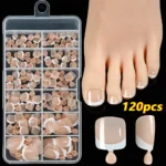 120Pcs 9-Colors French Fake Toenails Summer Short Sqaure Press On Toe Nails Tips Glossy Nude/Pink/Brown Full Cover False Toenail - Image 24
