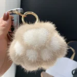 Lovely Fluffy Cat Paw Keychain Fur Hair Pompon Keychain For Women Girls Cute Animal Paw Pendant Key Ring On Bag Car Trinket - Image 2