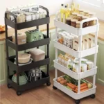 Hot 5-tier Kitchen Storage Shelf, Mobile Trolley, Floor-standing Multi-layer Storage Rack, for Snacks, Fruits and Vegetables - Image 2