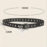 Punk style star buckle decorative belt with multiple holes, small star shaped eyes, multifunctional belt, suitable for fashionab - Image 2