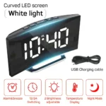 Electronic Alarm Clock Noiseless Design Digital LED Large Display Mirror Electronic Clock Digital Alarm Clock LED Mirror Clocks - Image 3