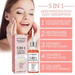 5 In 1 Fade Fine Lines Firming Face Serum Moisturizing Brightening Vitamin C Hyaluronic Acid Facial Serum Shrink Pores Skin Care - Image 2