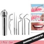 Stainless Steel Toothpicks Pocket Set, Portable Floss Pick Reusable Metal Toothpicks Tooth Cleaning Kit With Keychain Holder