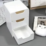 3-Tier Plastic Cosmetic Storage Box Organizer with Drawers Multifunctional Countertop Storage for Jewelry Office Supplies - Image 2