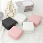 1pcs Single Layer Storage Box Ladies Travel Leather Jewelry Box Classic Black Pure White Fashion Pink Storage Box - Image 2