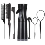 7pcs Hairdressing Tool Set Bristle Rat Tail Edge Comb Eyebrow Brush with Braiders Ponytail Creator Water Sprayer Styling Set - Image 9
