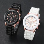 4PCS Couple Watches Fashion Arabic Women Quartz Watch Casual Silicone Band Wristwatches Magnet Heart-Shaped Bracelets Set - Image 4
