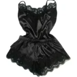 Lace Satin Pajama Set for Women Sleepwear V-Neck Stretch Sexy Lingerie Strap Vest Top Shorts Nightwear Pijamas - Image 7