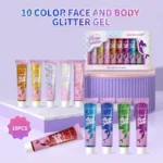 10 Piece Body Glitter Gel, Carnival Face Glitter Cosmetics Suitable for Women, Shiny Thick Hair Glitter, Carnival Accessories Fo - Image 3