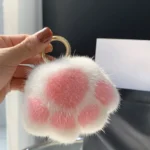 Lovely Fluffy Cat Paw Keychain Fur Hair Pompon Keychain For Women Girls Cute Animal Paw Pendant Key Ring On Bag Car Trinket - Image 7