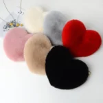 Fashion Women's Heart Shaped Handbags Cute Faux Fur Crossbody Bags  Lady Soft Plush Chain Shoulder Bag Shopper Totes - Image 4