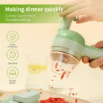 4 In 1 Vegetable Cutter Multifunctional Handheld Electric Wireless Chop Garlic Mash Minced Slice Onion Cutting Cooking Gadget - Image 2