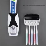 1 set of easy-to-use toothbrush holder with automatic toothpaste dispenser, wall mounted toothbrush storage rack, and bathroom - Image 2