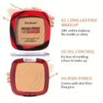 Matte Full Coverage Pressed Powder Foundation With Puff Applicator, 24H Fresh Wear Matte Weightless Finishing Powder Makeup - Image 5