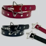 Punk style star buckle decorative belt with multiple holes, small star shaped eyes, multifunctional belt, suitable for fashionab