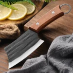 stainless steel cleaver knife with wooden handle