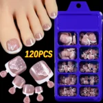 120Pcs 9-Colors French Fake Toenails Summer Short Sqaure Press On Toe Nails Tips Glossy Nude/Pink/Brown Full Cover False Toenail - Image 31