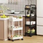 Hot 5-tier Kitchen Storage Shelf, Mobile Trolley, Floor-standing Multi-layer Storage Rack, for Snacks, Fruits and Vegetables - Image 3