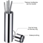 Stainless Steel Toothpicks Pocket Set, Portable Floss Pick Reusable Metal Toothpicks Tooth Cleaning Kit With Keychain Holder - Image 4