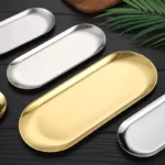 Stainless Steel Dessert Plate 18/23cm Oval Serving Tray - Image 3