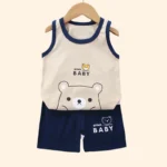 Children Sets Kids Clothes Boys Girls Vest Suit  Summer Children's Clothing baby Cotton T-Shirts Shorts Tank Top Sleeveless - Image 2