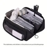 Large Capacity Pencil Case Organizer - Multi-Compartment Desktop Storage for School & Office Supplies ( Pink/Purple/Black) - Image 6