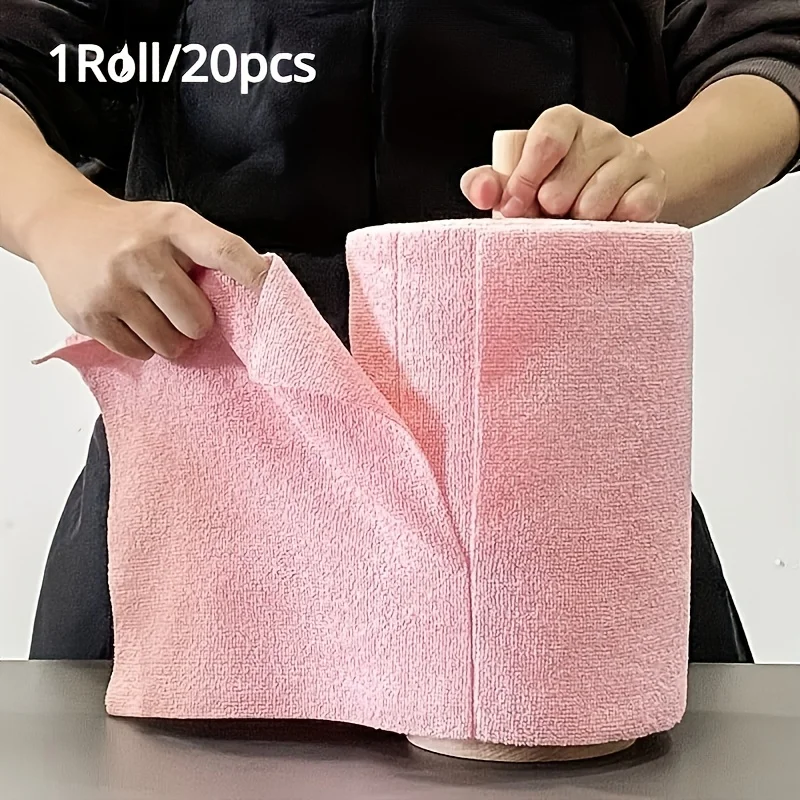 Sce468b66141143bd93fd846427a74337a.webp 1 roll/20 reusable microfiber cleaning cloths - kitchen towels, multi sided household cloths - Image 1