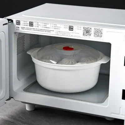 Microwave steamer pot with lid for rice and soup