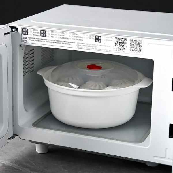 Microwave steamer pot with lid for rice and soup