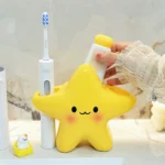 Cute Star-Shaped Toothbrush Holder Freestanding Bathroom Organizer with Cute Face Design, Space-Saving Toothbrush & Toothpaste - Image 6