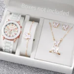 5/6PCS Women Watches Fashion Silicone Band Women Quartz Watches Jewelry Set Reloj Mujer Girls Clock Gift (Without Box) - Image 4