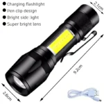 2000LM Ultra Bright P50 LED Flashlight Tactical EDC Emergency Spotlight Telescopic Zoom Handheld Torch with 14500/18650 Battery - Image 8