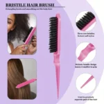7pcs Hairdressing Tool Set Bristle Rat Tail Edge Comb Eyebrow Brush with Braiders Ponytail Creator Water Sprayer Styling Set - Image 3